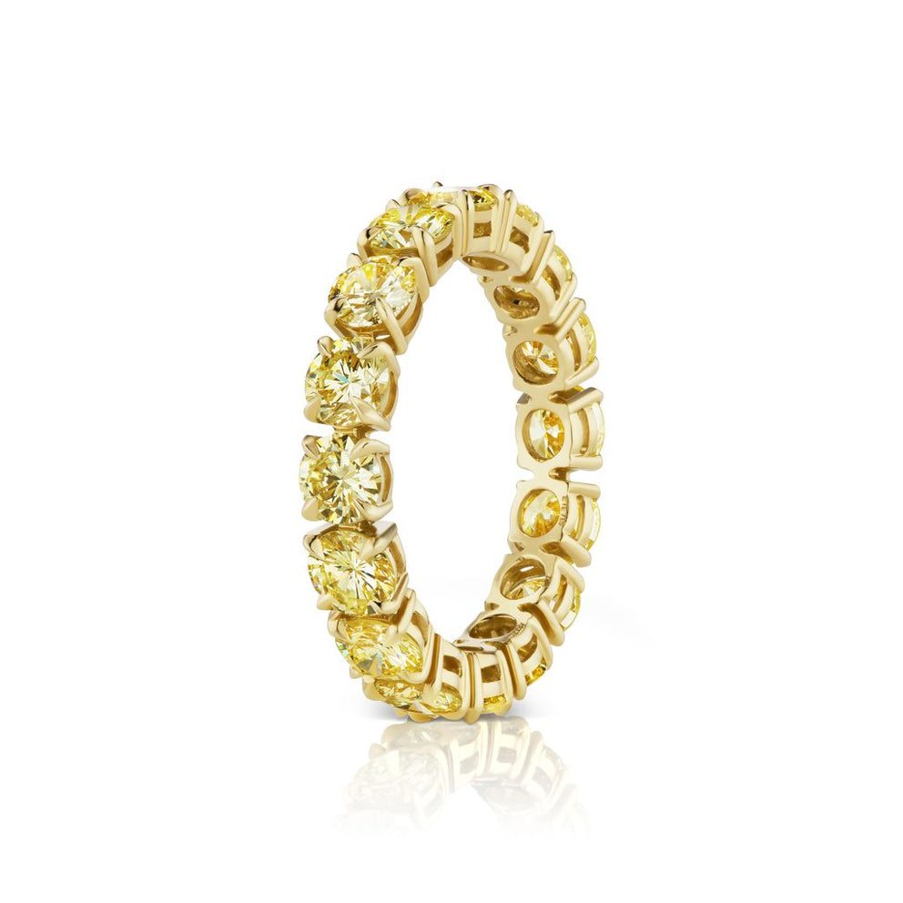 YELLOW ROUND DIAMOND ETERNITY BAND, 3.64 CARATS
