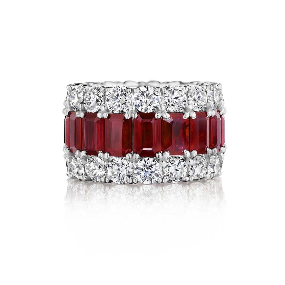 RUBY AND DIAMOND WIDE BAND, 15.84 CARATS