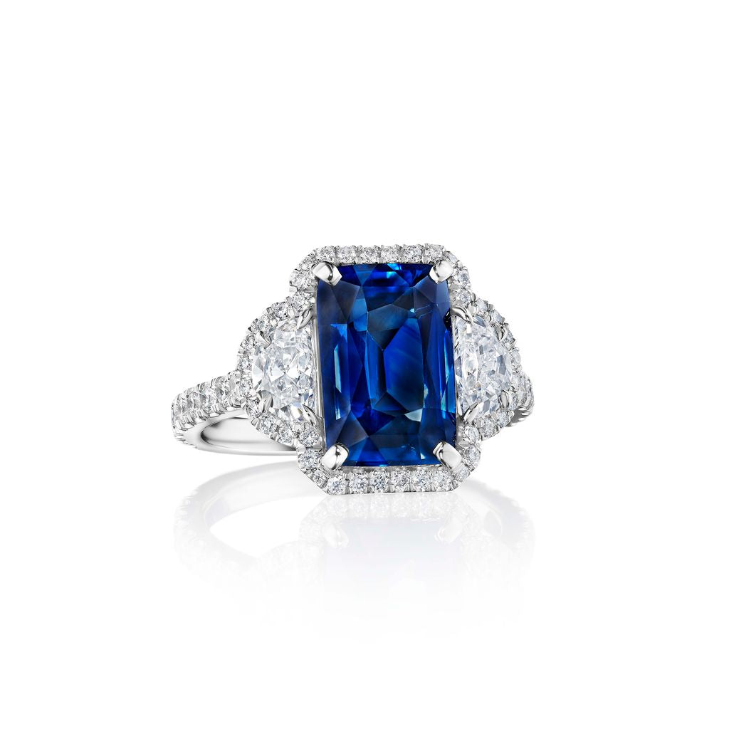 lui jewelry／4 blue sapphire ring Sapphire Oval Bypass Ring | LUO