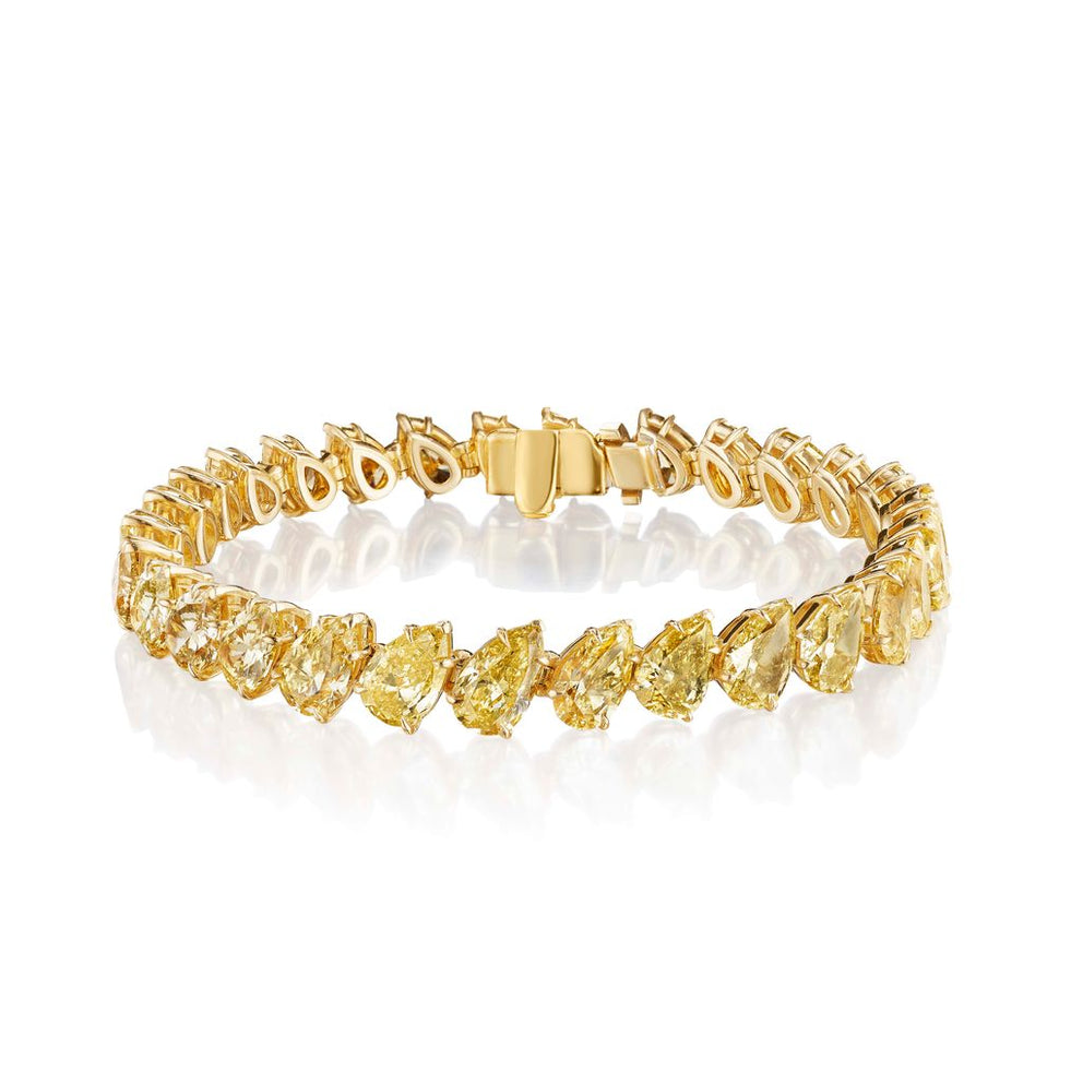 White Gold Diamonds Canary Diamond Bracelet PEAR SHAPED YELLOW