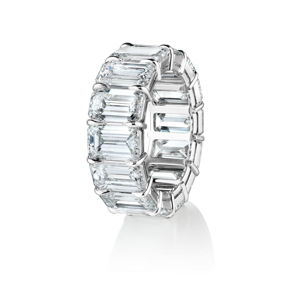 GIA CERTIFIED EMERALD CUT ETERNITY BAND, 14.30 CARATS