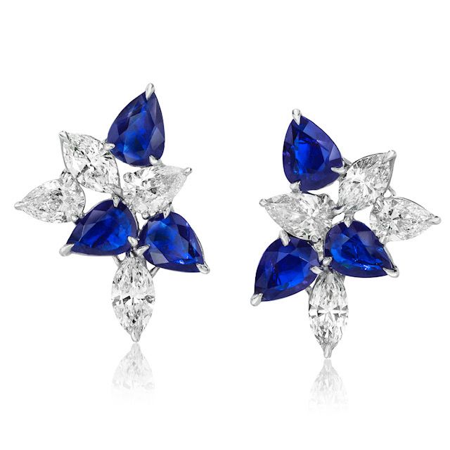 SAPPHIRE AND DIAMOND CLUSTER EARRINGS, 11.87 CARATS